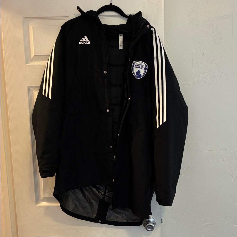 Midwest United FC Adidas Black Jacket with White Accents